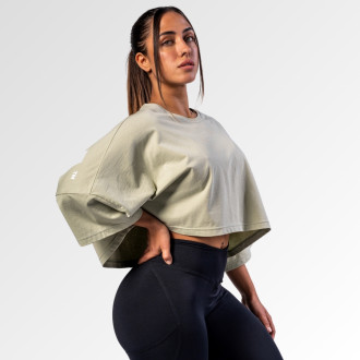 NEBBIA - Oversized crop tričko JUST FLOW 431 (light green)