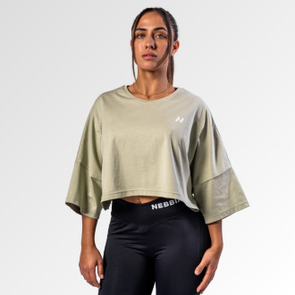 NEBBIA - Oversized crop tričko JUST FLOW 431 (light green)
