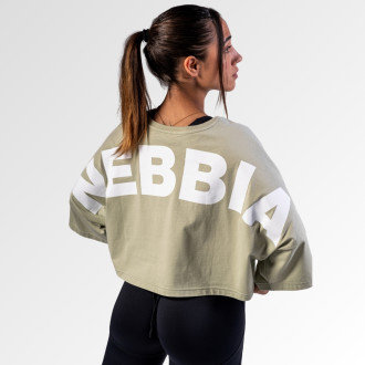 NEBBIA - Oversized crop tričko JUST FLOW 431 (light green)