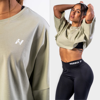 NEBBIA - Oversized crop tričko JUST FLOW 431 (light green)