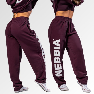 NEBBIA - Volné baggy tepláky BOYFRIEND STYLE 432 (dark red)