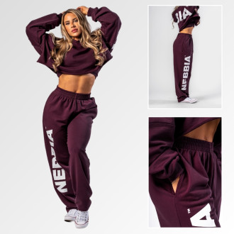NEBBIA - Volné baggy tepláky BOYFRIEND STYLE 432 (dark red)