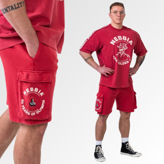 NEBBIA - Washed volné cargo šortky LEGACY 787 (red)