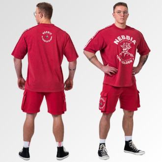NEBBIA - Washed volné cargo šortky LEGACY 787 (red)