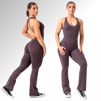 NEBBIA - Tvarující flared overal OWN THE GYM 397 (brown)
