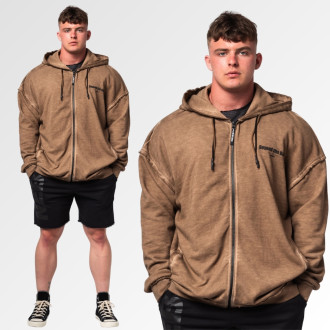 NEBBIA - Pánská fitness mikina na zip 362 (light brown)