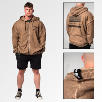 NEBBIA - Pánská fitness mikina na zip 362 (light brown)