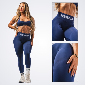 NEBBIA - Bezešvé extra push-up legíny FLOW SEAMLESS 496 (blue)
