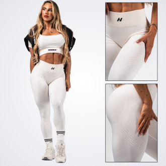 NEBBIA - Tvarující bezešvé maximum push-up legíny FLOW SEAMLESS 497 (cream)