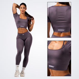 NEBBIA - Tvarující bezešvý crop top FLOW SEAMLESS 499 (dark grey)