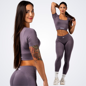 NEBBIA - Tvarující bezešvý crop top FLOW SEAMLESS 499 (dark grey)
