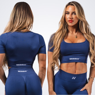 NEBBIA - Tvarující bezešvý crop top FLOW SEAMLESS 499 (blue)