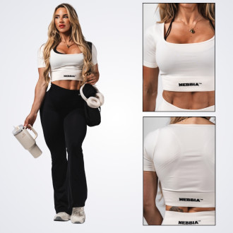 NEBBIA - Tvarující bezešvý crop top FLOW SEAMLESS 499 (cream)