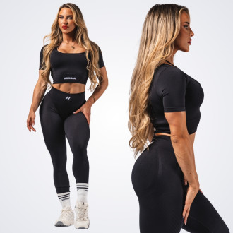NEBBIA - Tvarující bezešvý crop top FLOW SEAMLESS 499 (black)