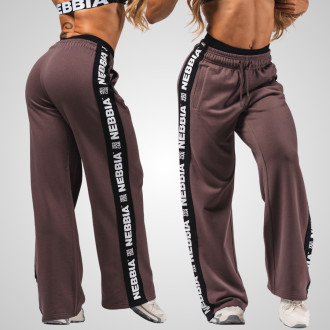 NEBBIA - Dámské sportovní tepláky Straight Leg URBAN 490 (dark brown)