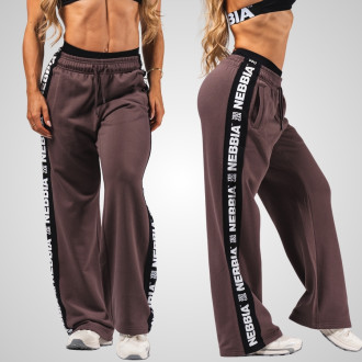 NEBBIA - Dámské sportovní tepláky Straight Leg URBAN 490 (dark brown)