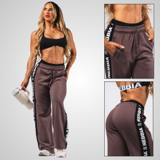 NEBBIA - Dámské sportovní tepláky Straight Leg URBAN 490 (dark brown)