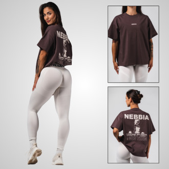 NEBBIA - Dámské sportovní oversized triko RESET 491 (dark brown)