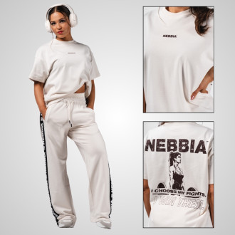 NEBBIA - Dámské fitness tričko s oversized střihem RESET 491 (cream)
