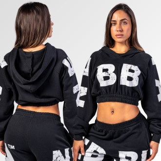 NEBBIA - Crop top mikina MUSCLE MOMMY 619 (black)