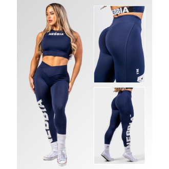 NEBBIA - Fitness legíny s vysokým pasem GLUTE CHECK 613 (dark blue)