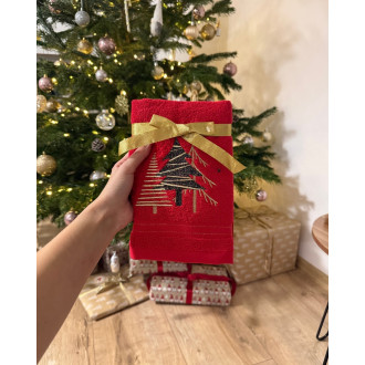 Červený vánoční ručník PINES (OLXMAS01)