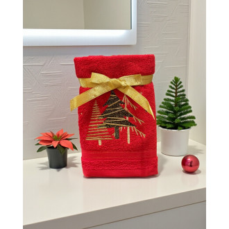 Červený vánoční ručník PINES (OLXMAS01)