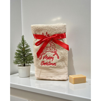 Hnědý vánoční ručník RAINDEER (OLXMAS10)