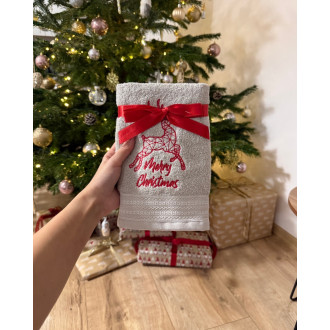 Hnědý vánoční ručník RAINDEER (OLXMAS10)