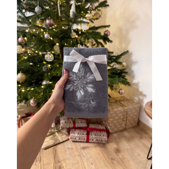 Šedý vánoční ručník SNOWFLAKE (OLXMAS04)