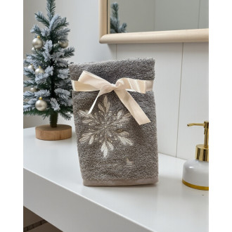 Šedý vánoční ručník SNOWFLAKE (OLXMAS04)