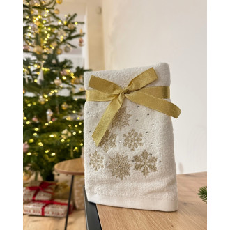 Vánoční ručník SNOW FLAKES I (bílo-zlatá) (OLXMAS14)