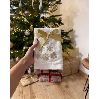 Vánoční ručník SNOW FLAKES I (bílo-zlatá) (OLXMAS14)