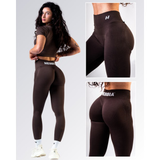 NEBBIA - High-waist push-up legíny POWER 888 (dark brown)