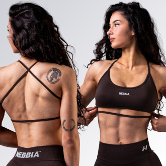 NEBBIA - Open-back sportovní podprsenka POWER 890 (dark brown)