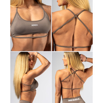 NEBBIA - Open-back sportovní podprsenka POWER 890 (light brown ash)
