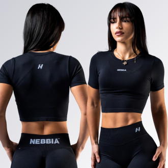 NEBBIA - Seamless crop top s krátkým rukávem POWER 891 (black)