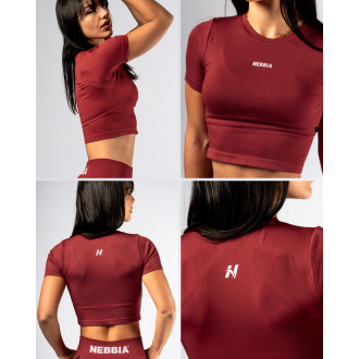 NEBBIA - Seamless crop top s krátkým rukávem POWER 891 (red)