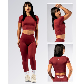 NEBBIA - Seamless crop top s krátkým rukávem POWER 891 (red)