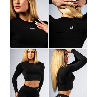 NEBBIA - Seamless crop top s dlouhým rukávem POWER 892 (black)