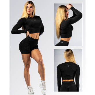 NEBBIA - Seamless crop top s dlouhým rukávem POWER 892 (black)