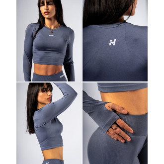 NEBBIA - Seamless crop top s dlouhým rukávem POWER 892 (grey)