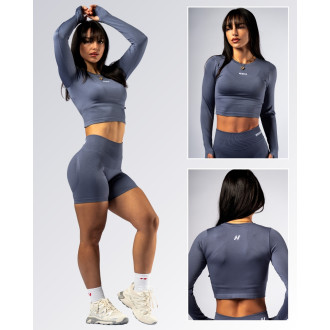 NEBBIA - Seamless crop top s dlouhým rukávem POWER 892 (grey)