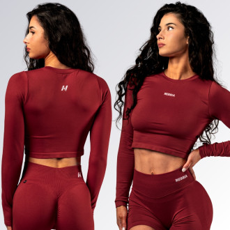 NEBBIA - Seamless crop top s dlouhým rukávem POWER 892 (red)