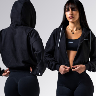 NEBBIA - Crop mikina s kapucí POWER 895 (black)