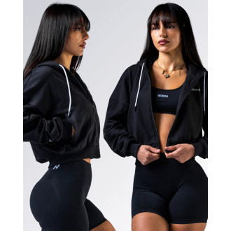 NEBBIA - Crop mikina s kapucí POWER 895 (black)