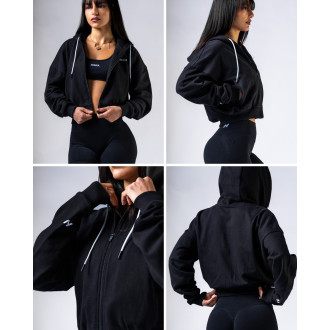 NEBBIA - Crop mikina s kapucí POWER 895 (black)