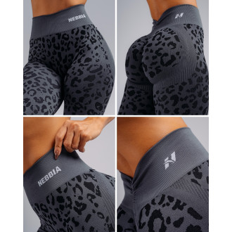 NEBBIA - Kompresní push-up legíny s leopardím vzorem PRIMAL 849 (BLACK LEOPARD)