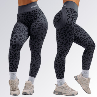 NEBBIA - Kompresní push-up legíny s leopardím vzorem PRIMAL 849 (BLACK LEOPARD)