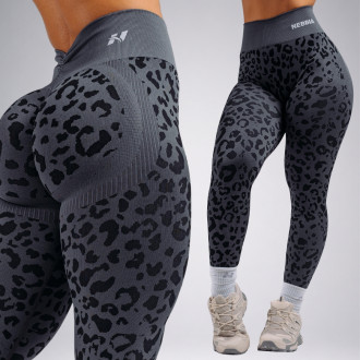 NEBBIA - Kompresní push-up legíny s leopardím vzorem PRIMAL 849 (BLACK LEOPARD)